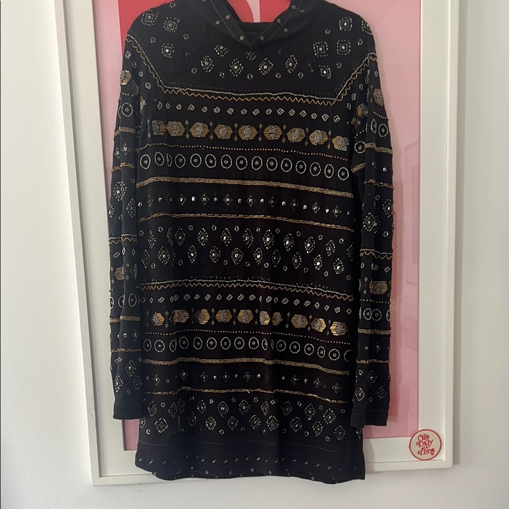 Free People Beaded Mini Sweater Tunic Dress